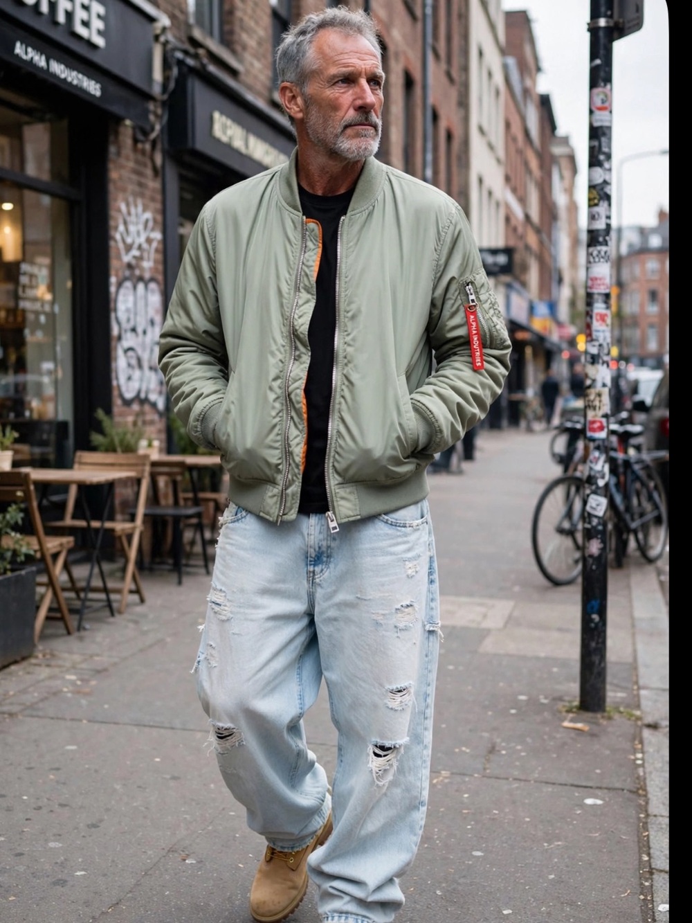 COPY for a unisex listing. Point Zero lined bomber, worn once.